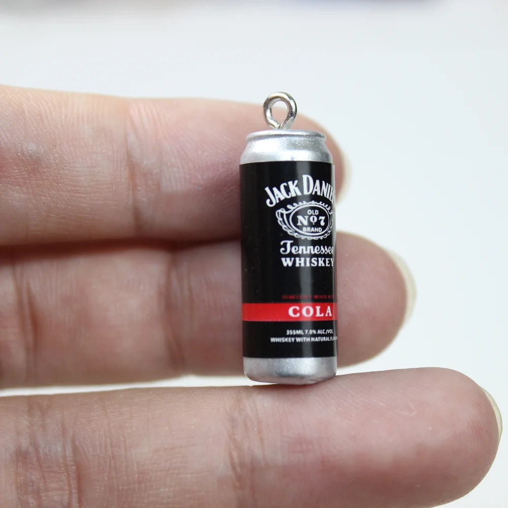 10Pcs/Lot Drink Charm 3D Alcohol Beer Cans Bottle Pendant For Keychain DIY Earring Jewelry Finddings Accessory