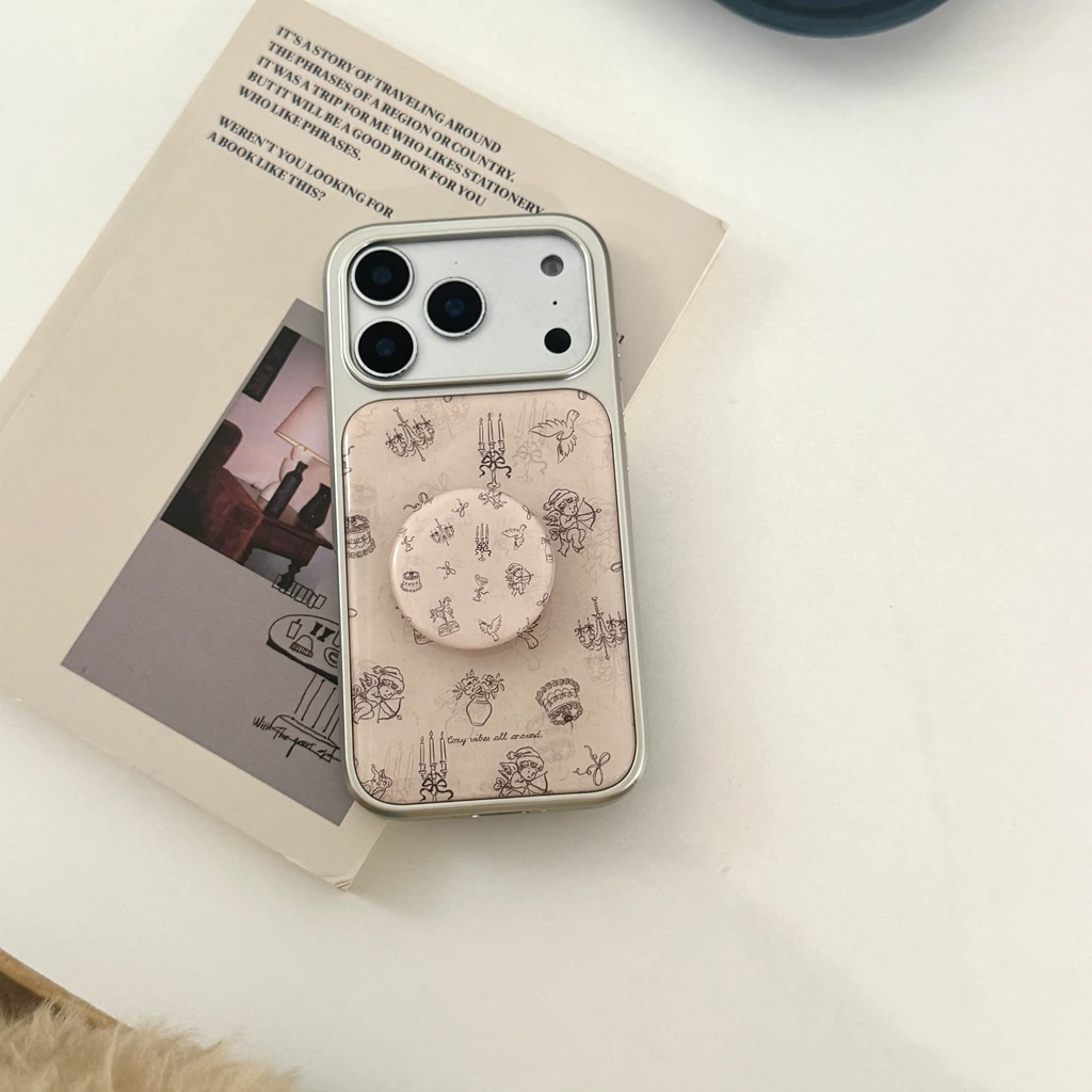 الرجعية المحكمة نمط الشمعدان تاج هزاز الحصان كيوبيد الملاك مع حامل غطاء الهاتف القضية آيفون 17 16 15 14 برو ماكس #3