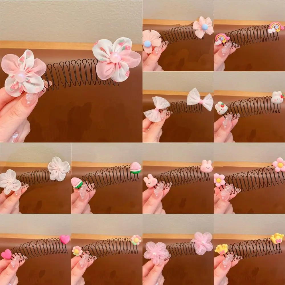 Spring U Shape Hair Styling Comb Cute Teeth Fixed Combs Invisible Extra Hair Holder Hair Wear Flower Headwear