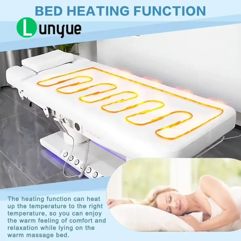 Electric Beauty Bed 4 Motor Heating Massage Table for Tattoo Surgery Injection Hairdressing Facial High End Adjustable