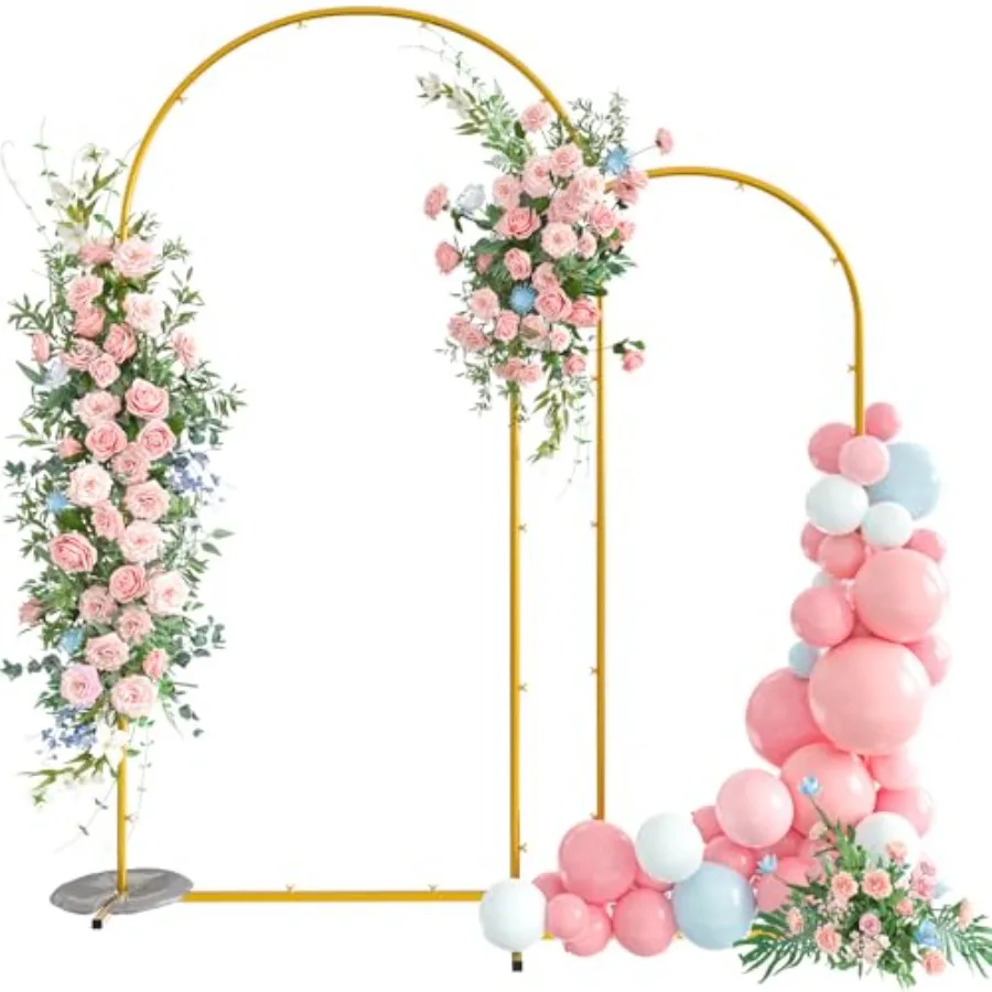 

Набор из 2 металлических арок для декора: Золотые свадебные арки 7.2 фута + 6 футов для вечеринок, детских праздников, праздников. Идеально подходят для оформления.