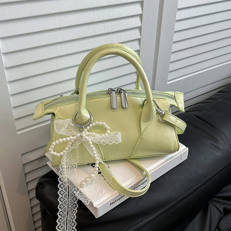 

2025 Summer Versatile Crossbody Bags for Women Korean PU Leather Zipper Design Tote Pillow Bag Lady Commuter Handbags
