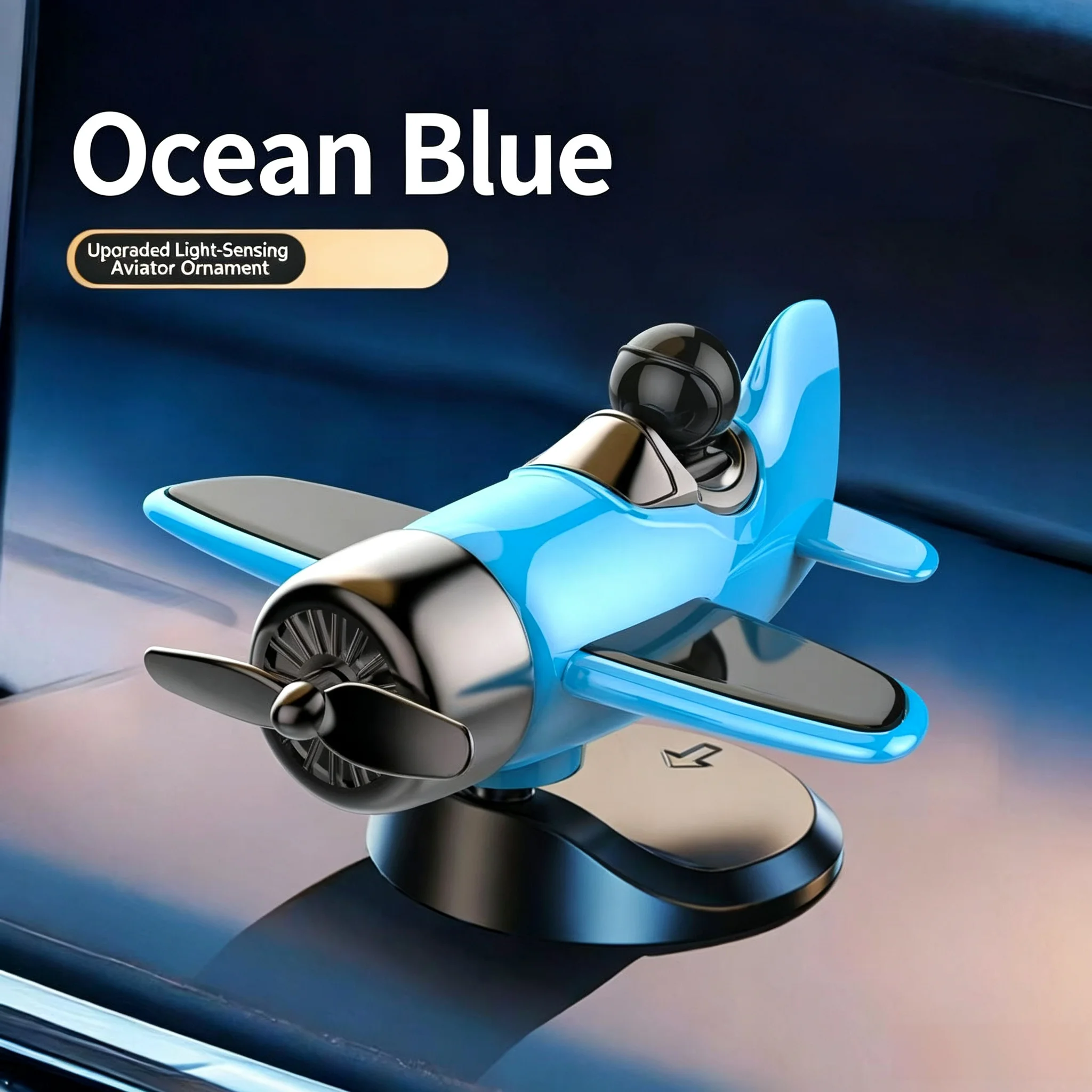 Solar Powered Rotating Airplane Car Dashboard Ornament 360° Auto Spin Decor Airplane Ornaments Car Interior Decoration Toys