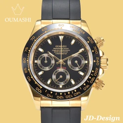 OUMASHI Design 39mm Light Luxury Series watches gold coloured stainless steel case sapphire water resistant VK63 quartz watches