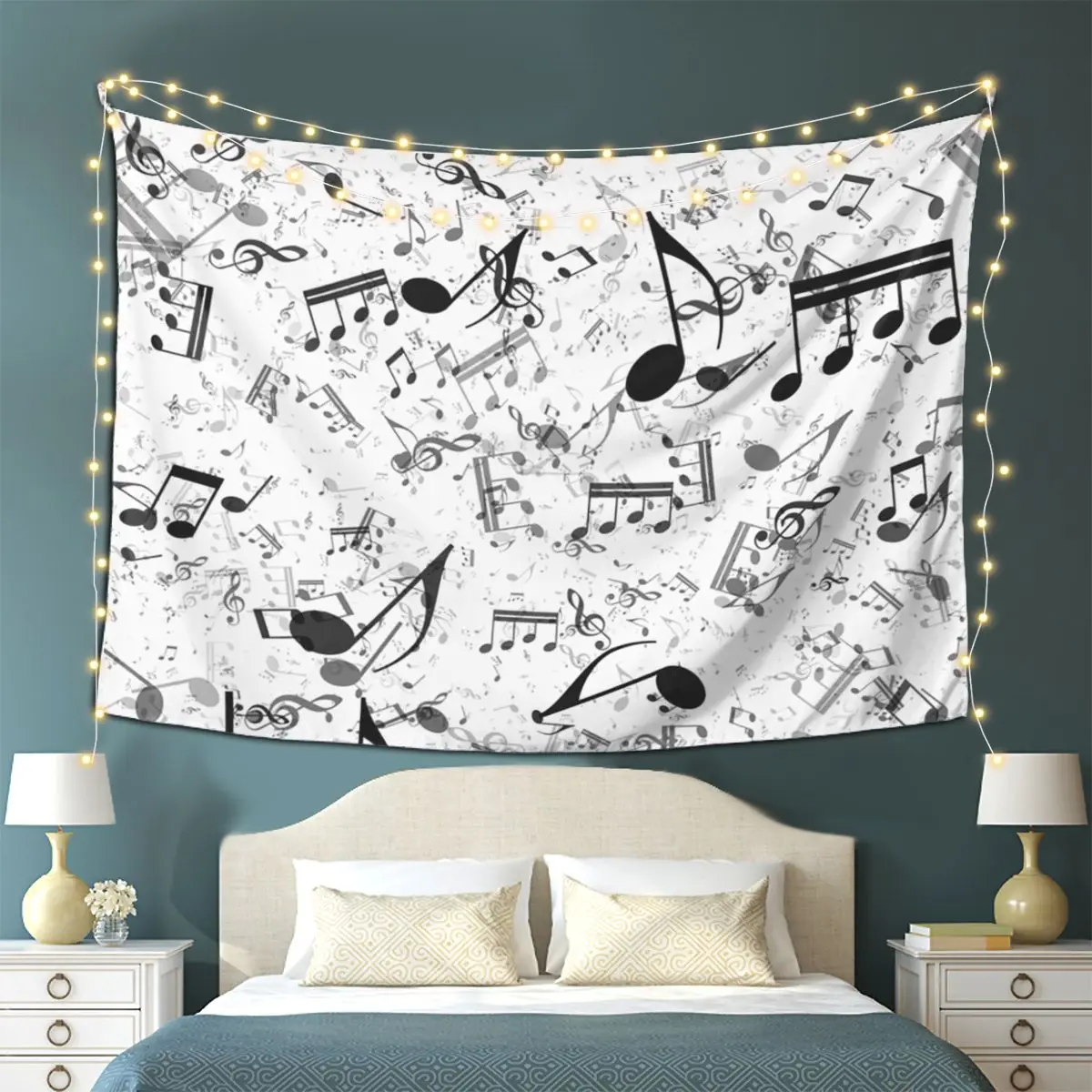 

Bass Music Notes Tapestry Wall Hanging Aesthetic Home Decoration Tapestries for Dorm Room