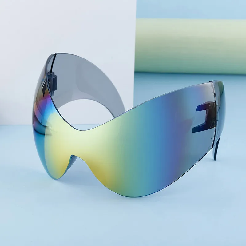 Übergroße Y2k Sport Sonnenbrille Frauen 2000er Wrap Around Schild Goggle Männer Luxus Marke Designer Trends Punk Sonnenbrille Oculos – Detail 5