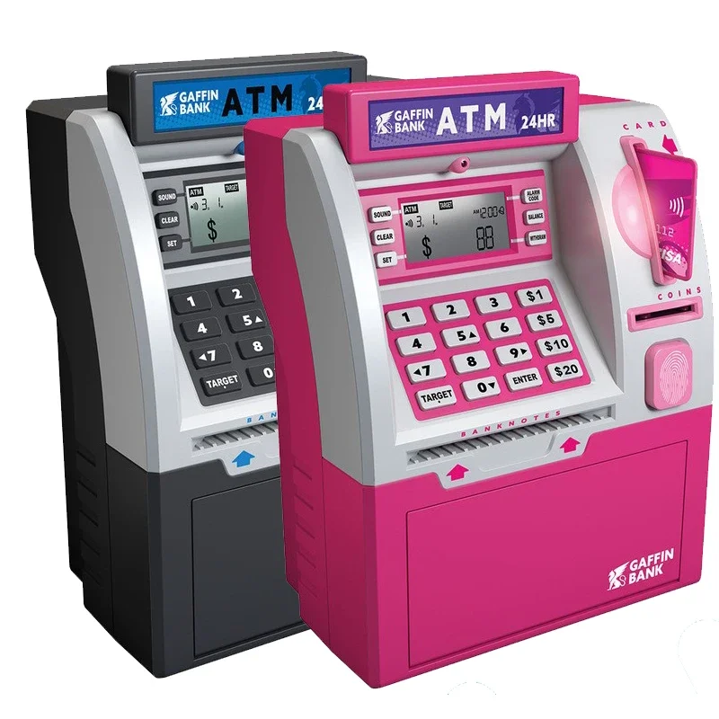 Adult's Children's ATM Automatic Teller Machine Piggy Bank with Large Capacity for Entry and Exit, Smart Password Card Swiping