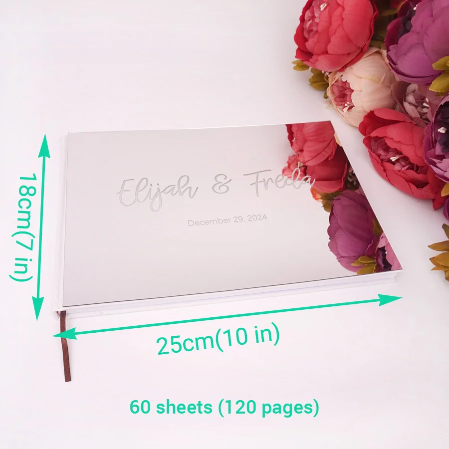 Personalized Wedding Guestbook Engraved Newlyweds Name&Date Custom Acrylic Mirror Cover For Party Decoration Guest Sign In Book