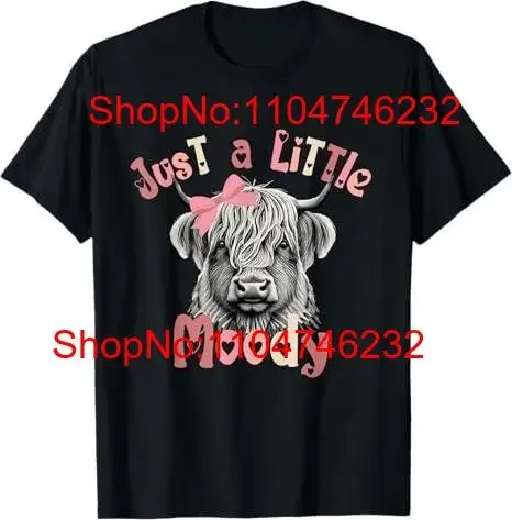 Camiseta Just a Little Moody Scottish Highland Cow para camiseta, gran nueva ropa de diseñador informal lavada vintage, Top para uso diario