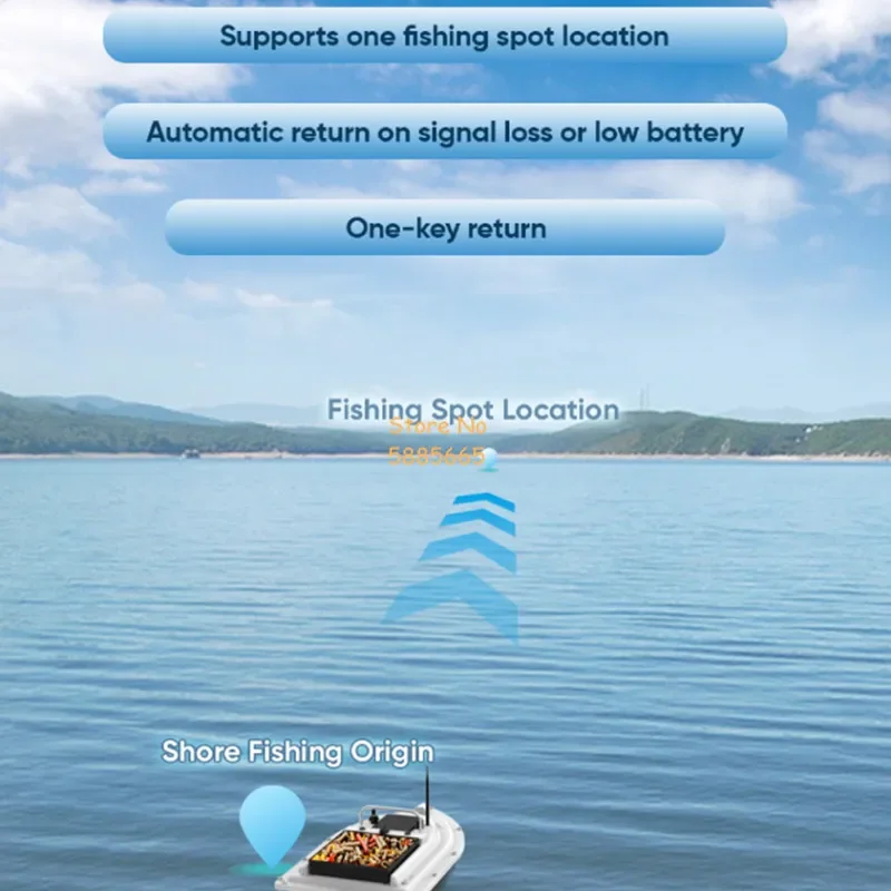 500M GPS Return Waterproof Rmeote Control Bait Boat 2.4G Fixed Speed Cruise 2KG LED Lighting High Speed RC Fishing Bait Boat