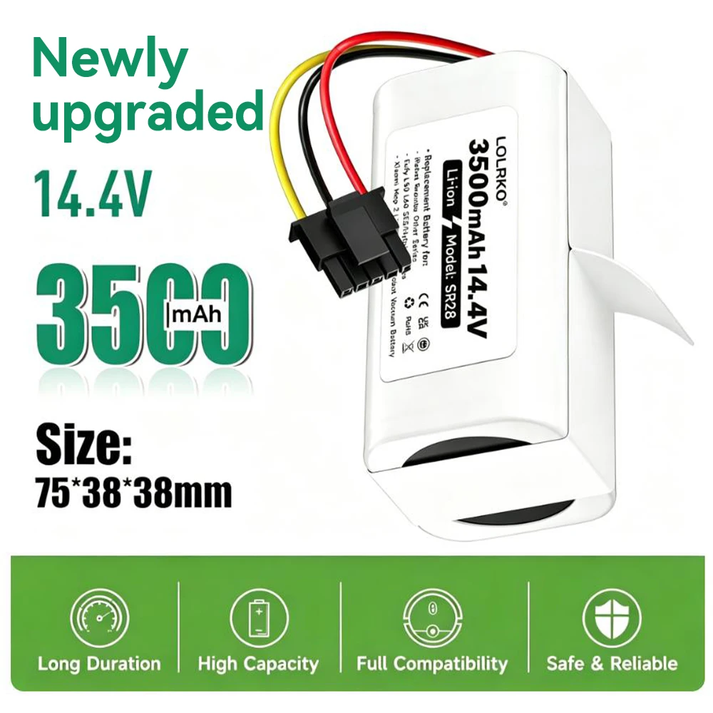 3500mAh/14.4V Replacement Battery for Xiaomi Mop 2 Lite, MJSTL, BHR5217EU, Roomba Y0110/Y011040，Eufy L50/L60 SES vacuum cleaner