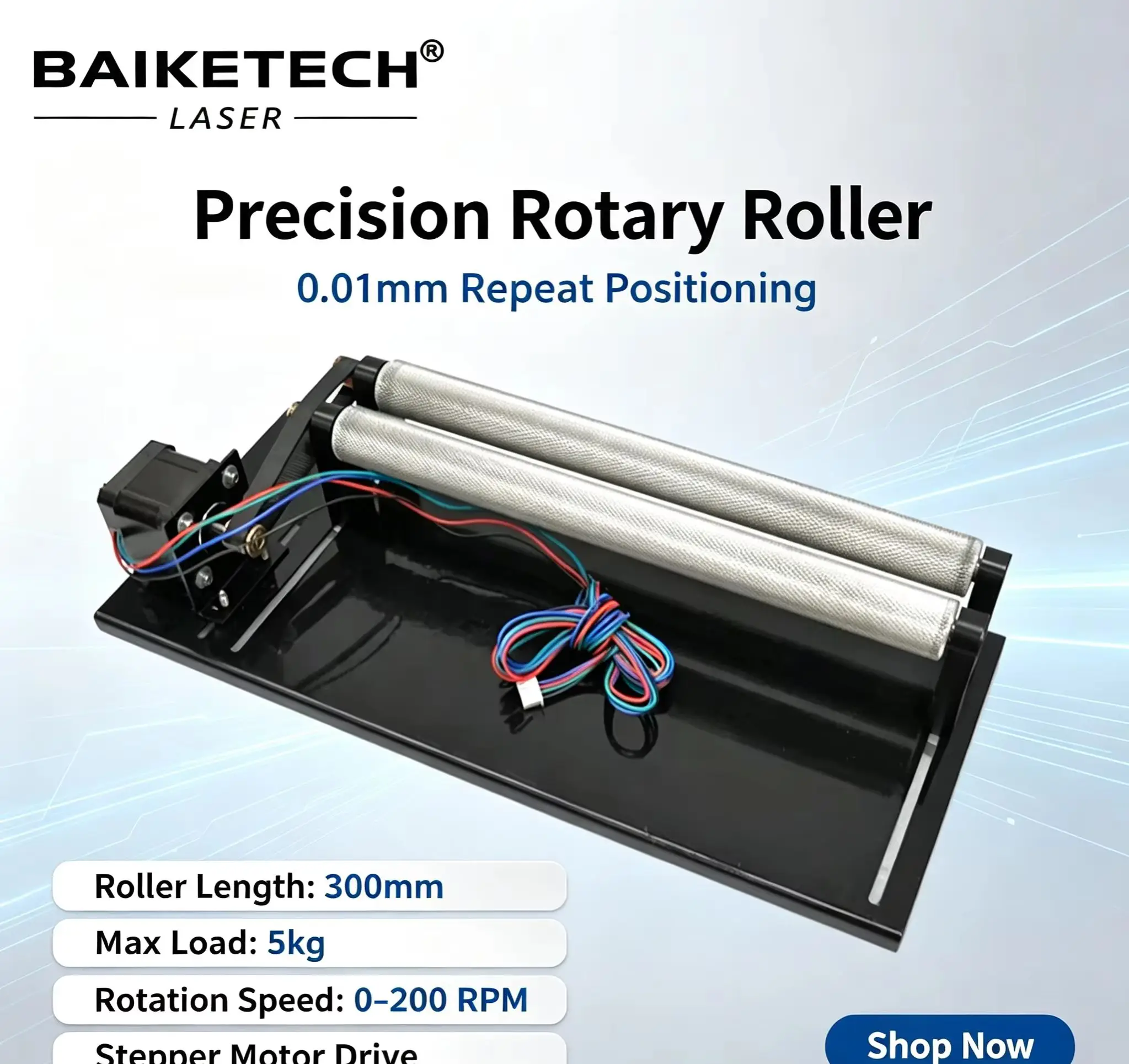 Roller Rotary Axis Nema17 42HS40 Stepper Motor Laser Marking Rotary Attachment, 10-130mm Engraving Diameter for Cylinder Laser