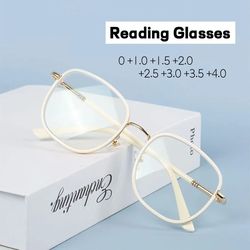 

Luxury Women Far-sighted Eyeglasses Vintage Anti-blue Light Plus Diopter Glasses Large Oversize Frame Computer Optical Glasses