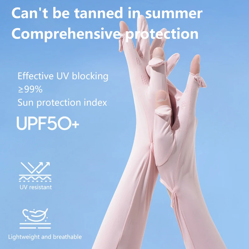 1 pair Sunscreen Female Anti-Ultraviolet Summer Cycling Arm Protector All-In-One Driving Ice Silk Sleeve Cover