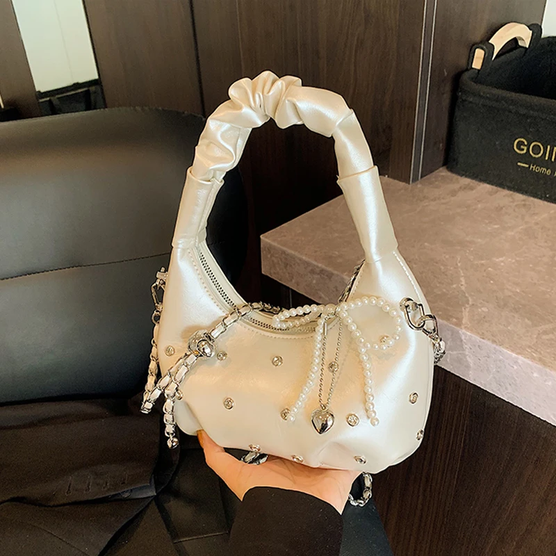 

Light Luxury Diamonds Women Shoulder Bag Summer High End Texture Chains Messenger Bags Korean Style Fashion Pendant Handbags