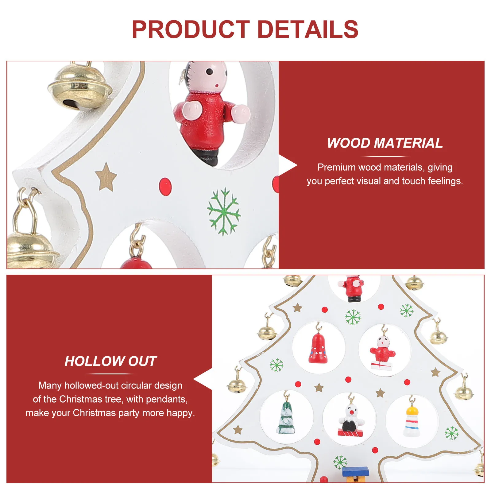 

1Pcs Christmas Tree Wooden Decor Mini Colorful Tabletop Ornament Xmas Party Accessory Holiday House Decoration