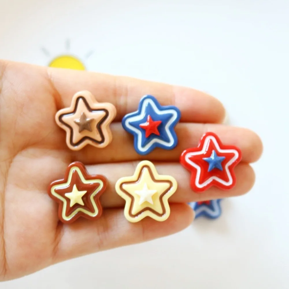 10pc Cute Cartoon Kawaii Double Layer Star Charm Flat Back Resin DIY Scrapbooking Cabochons Embellishment Decoration Accessories