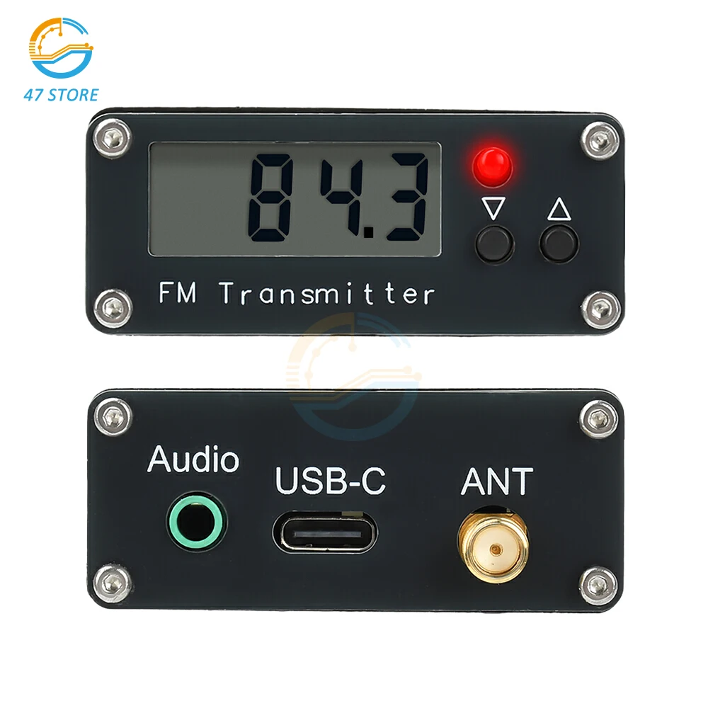 2000 متر FM الارسال 0.5 واط 76-108 ميجا هرتز شاشة ديجيتال FM هوائي جهاز ريسيفر استقبال وإرسال 3.5 مللي متر الصوت ستيريو نوع-C واجهة