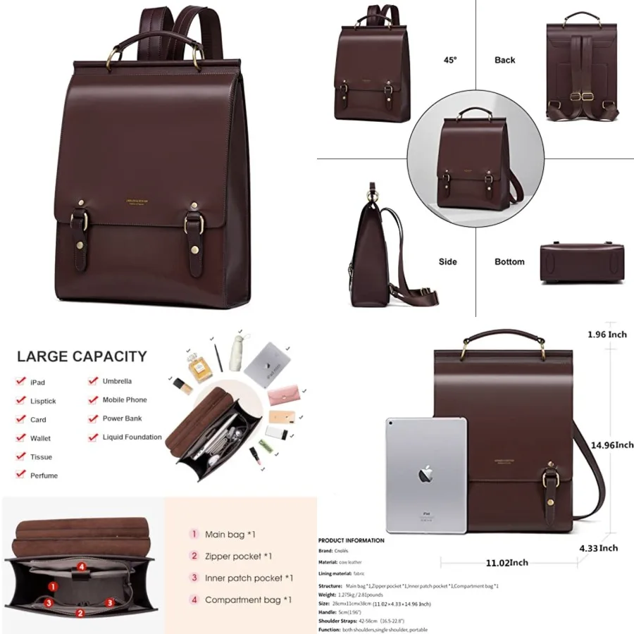 

Leather Backpack Purse For Women Fashion Ladies Vintage Bags Casual College Travel Backpacks Large bag