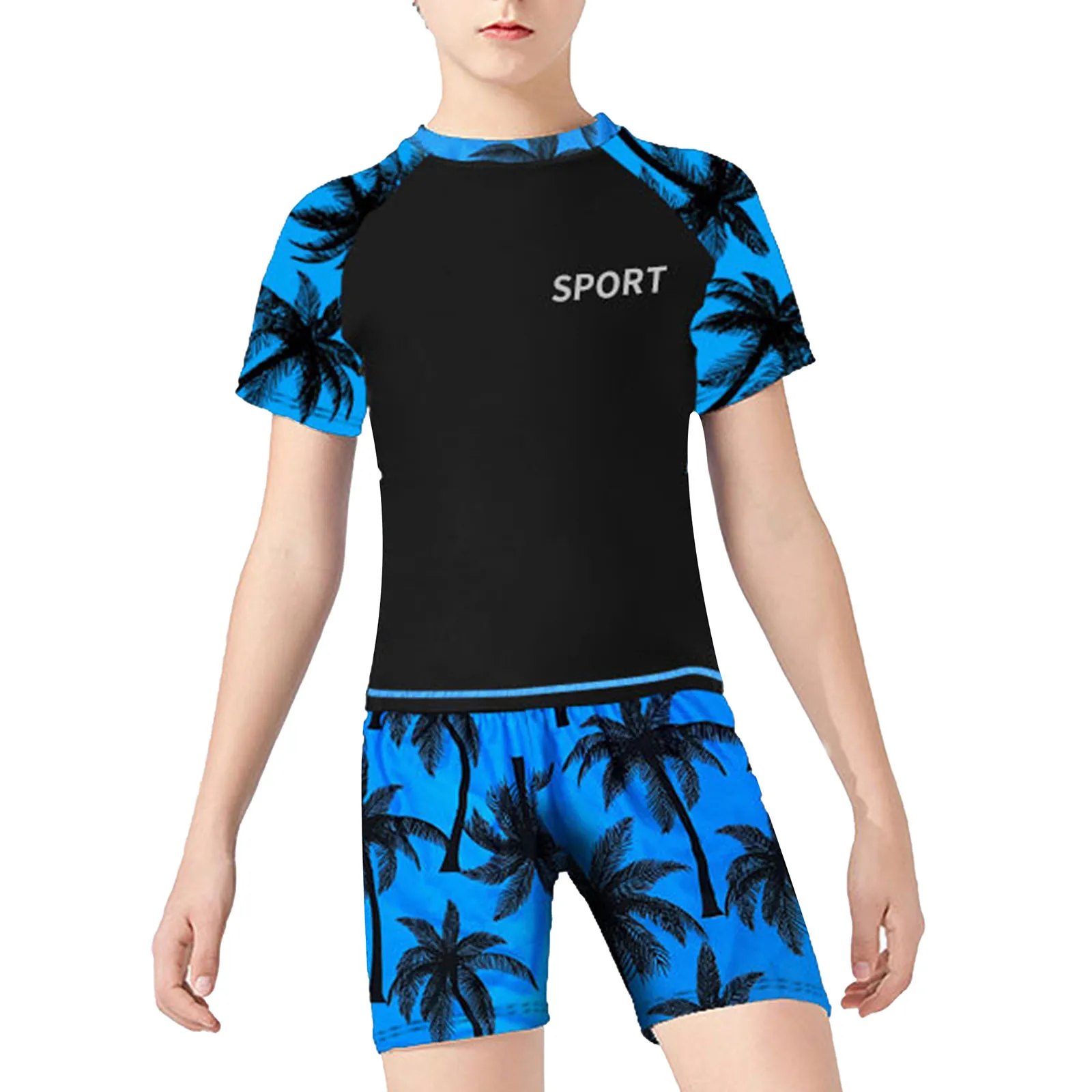 Swimwear Boys' Children Rash Guard Set Shorts T-shirt Sports Quick Dried Surfing Bathing Suit Beach Swimming Summer Swimwear