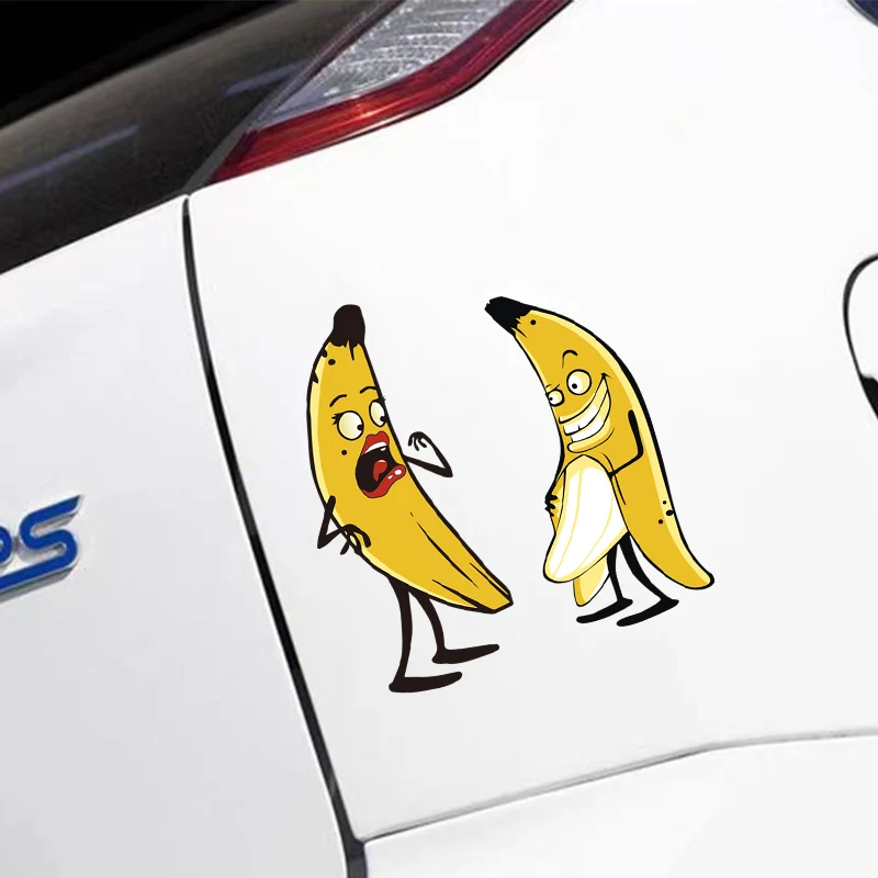 Car stickers personalised creative funny exposure crazy banana body stickers triangle window decorative stickers accessories