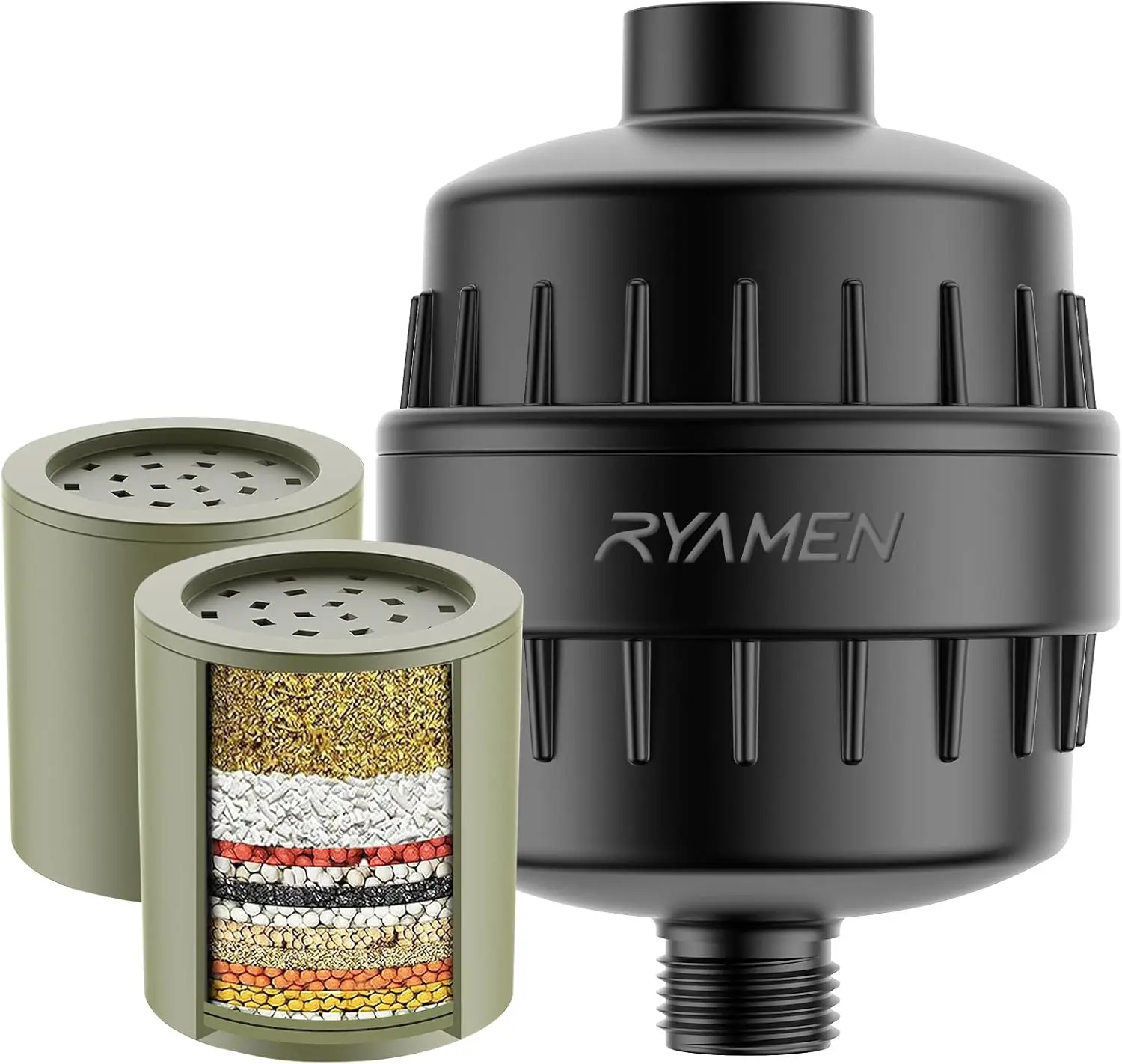 

Heavy Duty Shower Filter, Removes Hard Water, Chlorine & Heavy Metals with 99% Efficiency (2 Cartridges, Black)