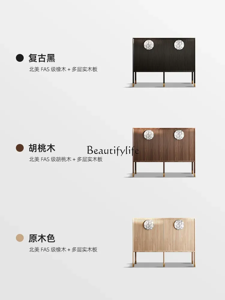 Z.Medieval style solid wood shoe cabinet household simple entrance entrance cabinet retro living room partition