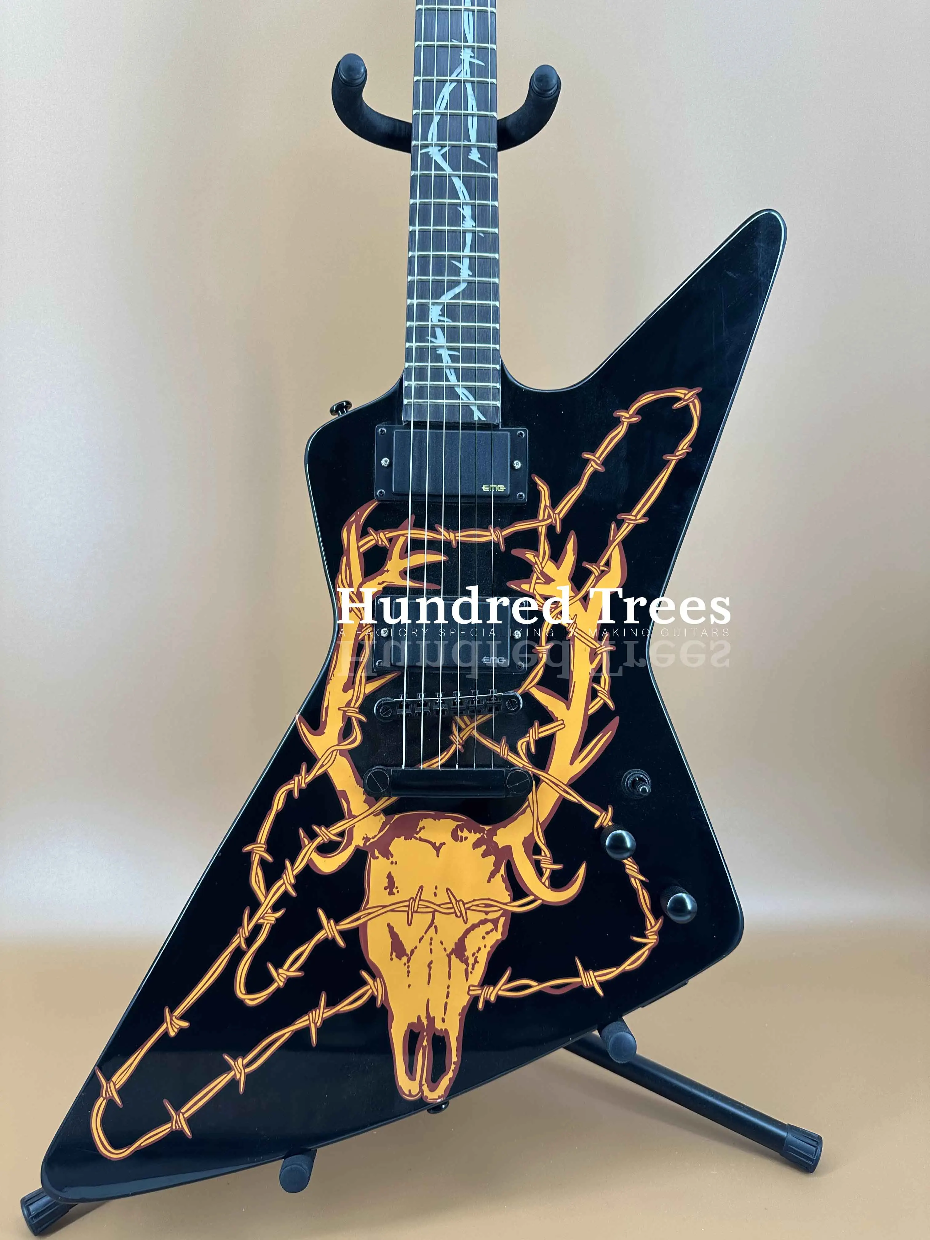 Metallica MX-250 Deer Elk Skull James Explorer Electric Guitar Black Hardware Free shipping