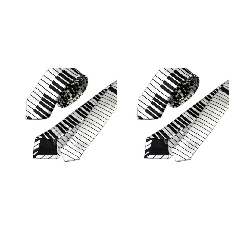 Corbata teclado piano blanco y negro para hombre Corbata clásica delgada y delgada para música