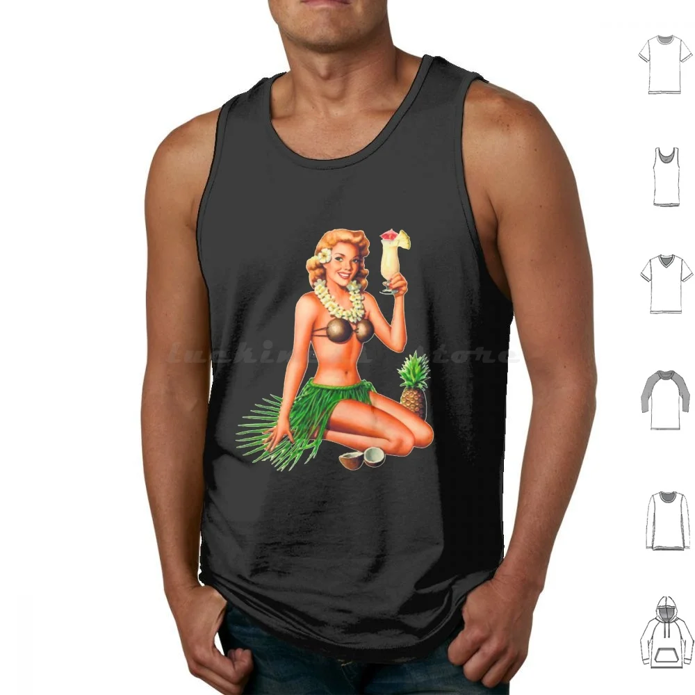 Pin Up Girl Aloha Hawaii Retro Vintage Tank Tops Vest Sleeveless Pinup Girl Hawaii Hawaii Pinup Vintage Retro Tattoo Girl