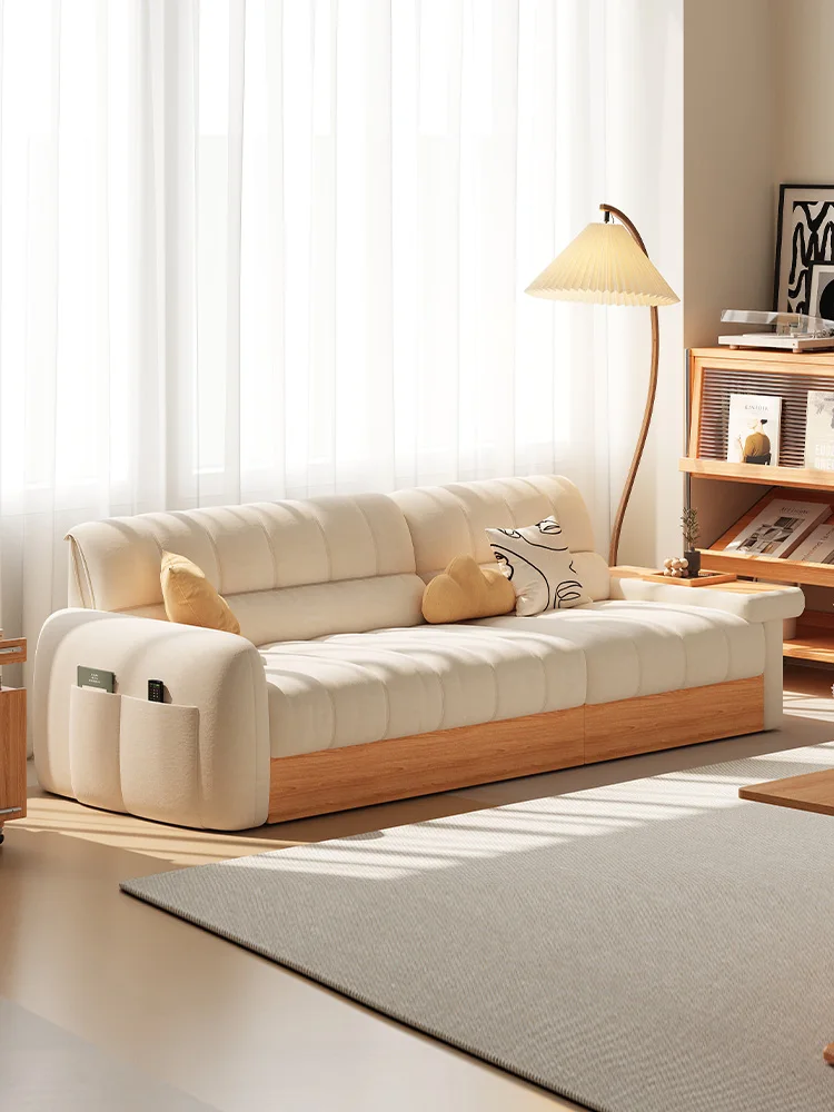 

Log wind Japanese high box storage sofa living room floor tatami floor solid wood storage function cream wind