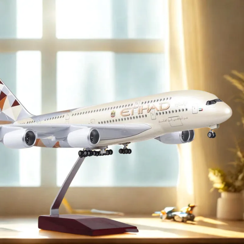 

Airbus A380 Etihad 47CM Scale Aircraft Toy for Model Airplane 380 Die-cast Resin Collection Display Business Decoration