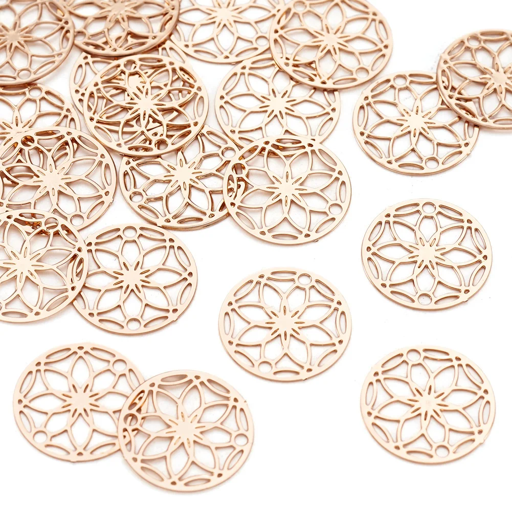 

20pcs Brass Filigree Flower Charms Metal Embellishments Links Connectors Charm For Bracelet Earrings DIY Jewelry Making Finding