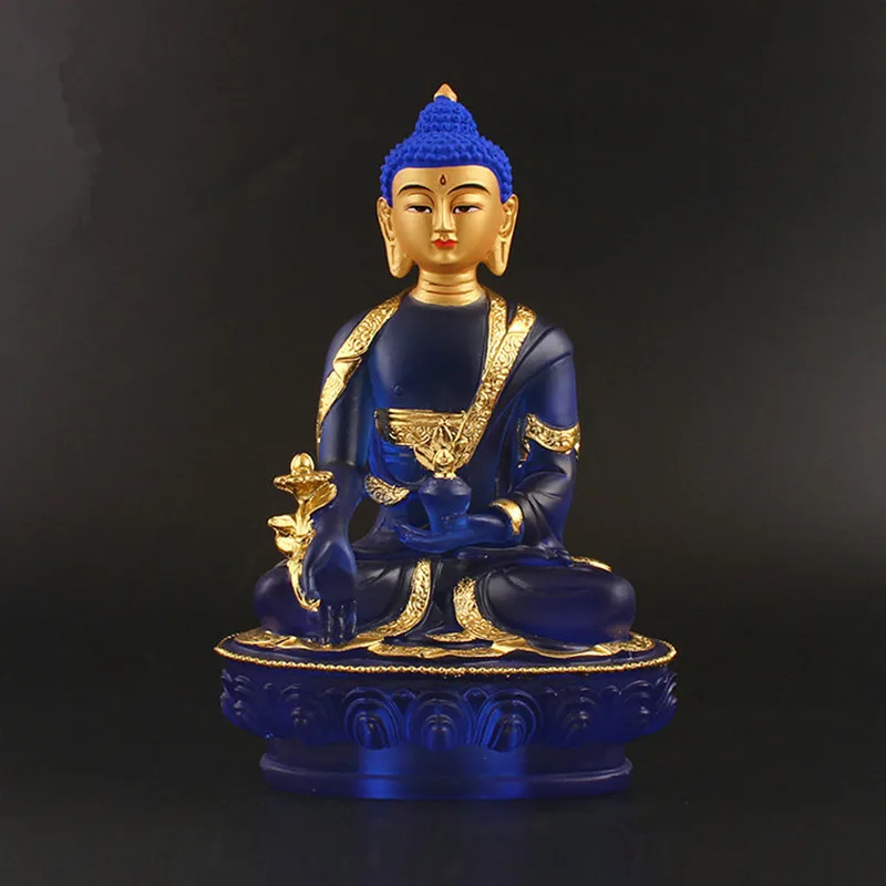 21cm Three Treasured Pharmacist /Sakyamuni /Amitabha Buddhist Plated Bhaisajyaguru Statue House Office Decorations