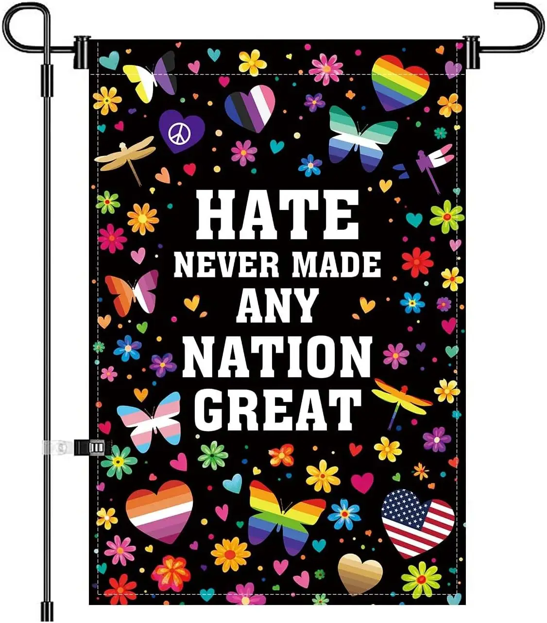 Hate Never Made Any Nation Great Garden Flag Parade Political Social Justice Outdoor Banner Inclusive Equality Diversificati PPZ