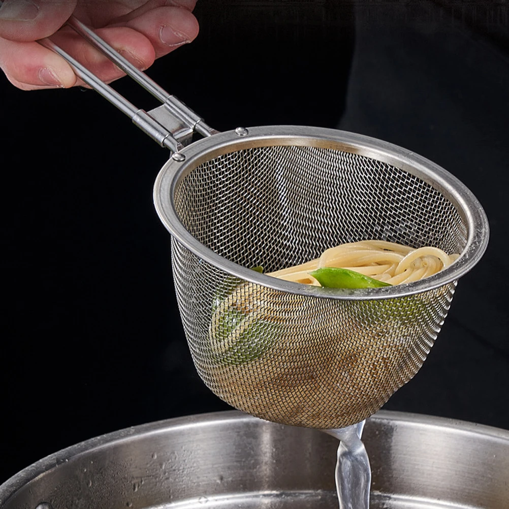 

2Pcs StainlessSteelCol DeepFryMeshStrainer FoodGradeMaterial HangingHoleDesign WoodenH NoddlesHotPotSpoons KitchenBarTools