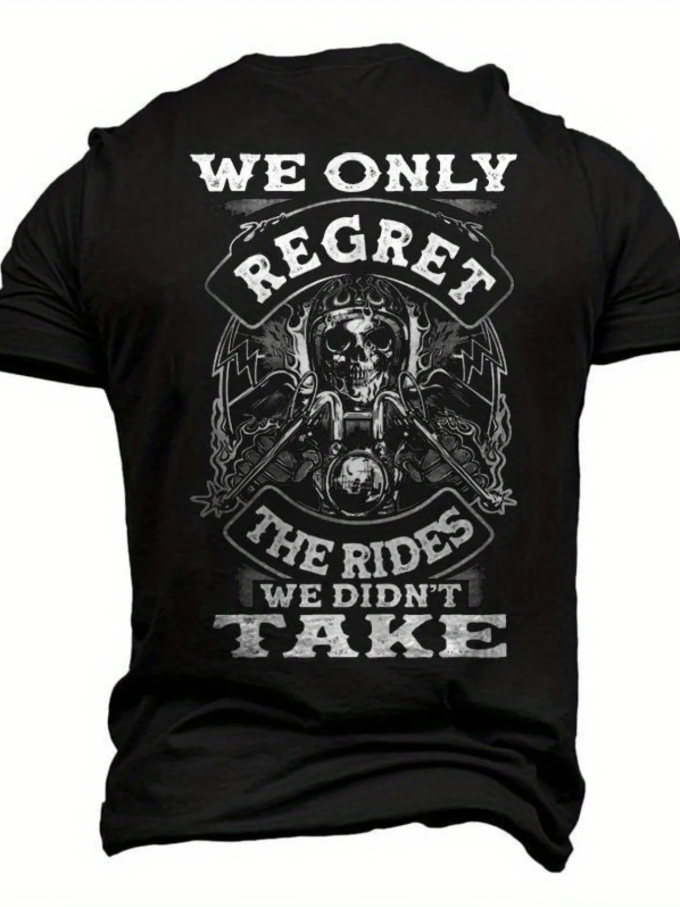 Men'S Y2K Gothic Motorcycle T-Shirt | Skull And Biker Back Print With 