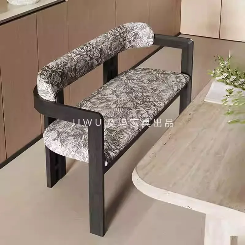 

Designer solid wood dining chair medieval soft bag bench French retro ash wood armrest chair home desk chair