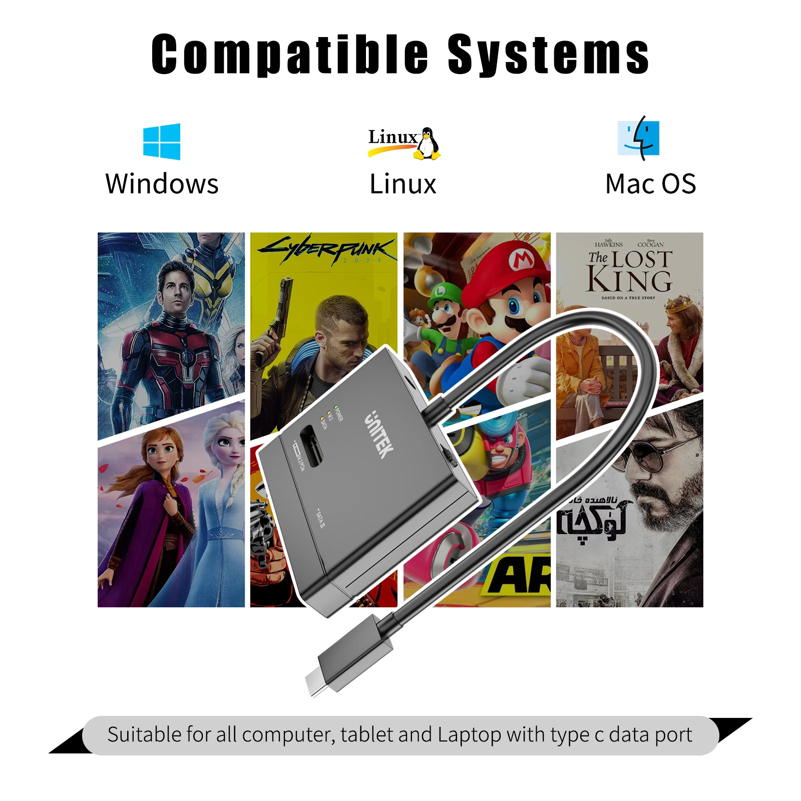 Imagem -03 - Unitek-nvme Ssd Enclosure Usb c para m2 Sata Case Adapter Solid State Drive 10 Gbps Leitor de Disco Rígido Externo 2.5 3.5