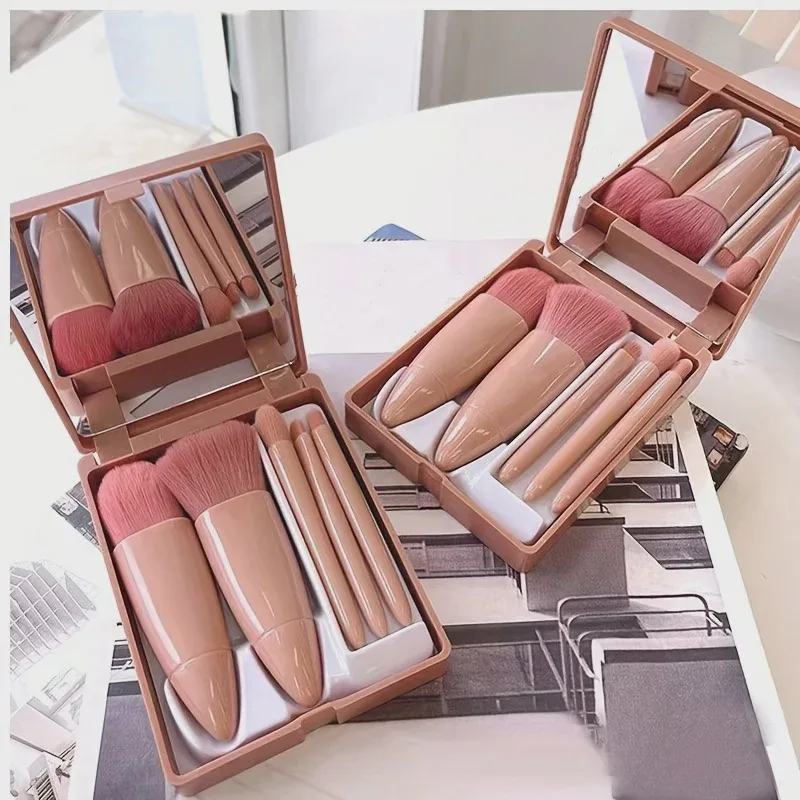 5-piece portable makeup brush set soft foundation make-up eye shadow rouge brush mini travel makeup tool 3 colors available