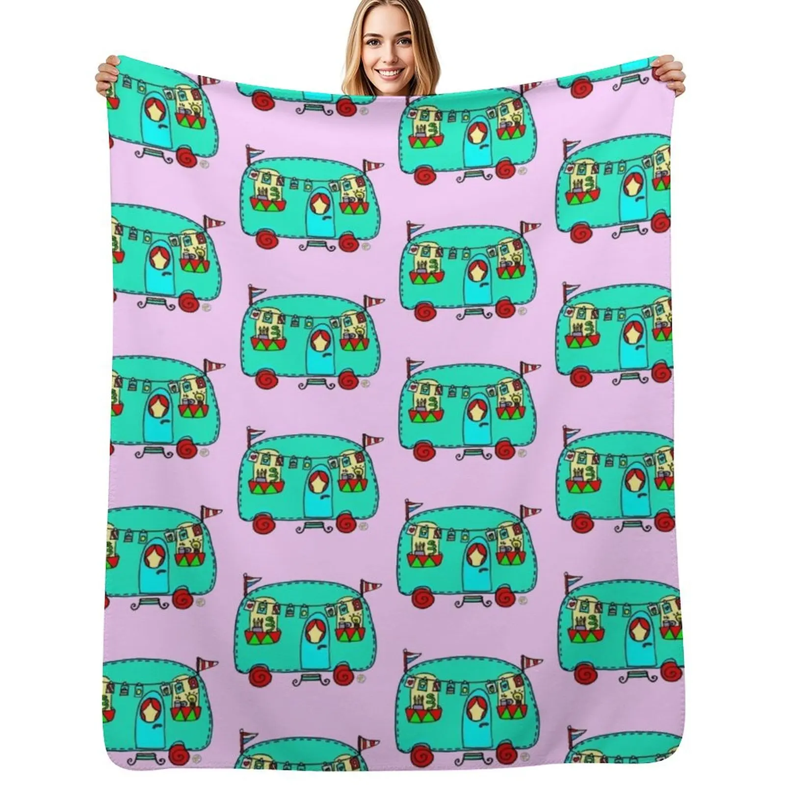 

Caravan pattern Throw Blanket Fashion Sofas wednesday Flannels Loose Blankets