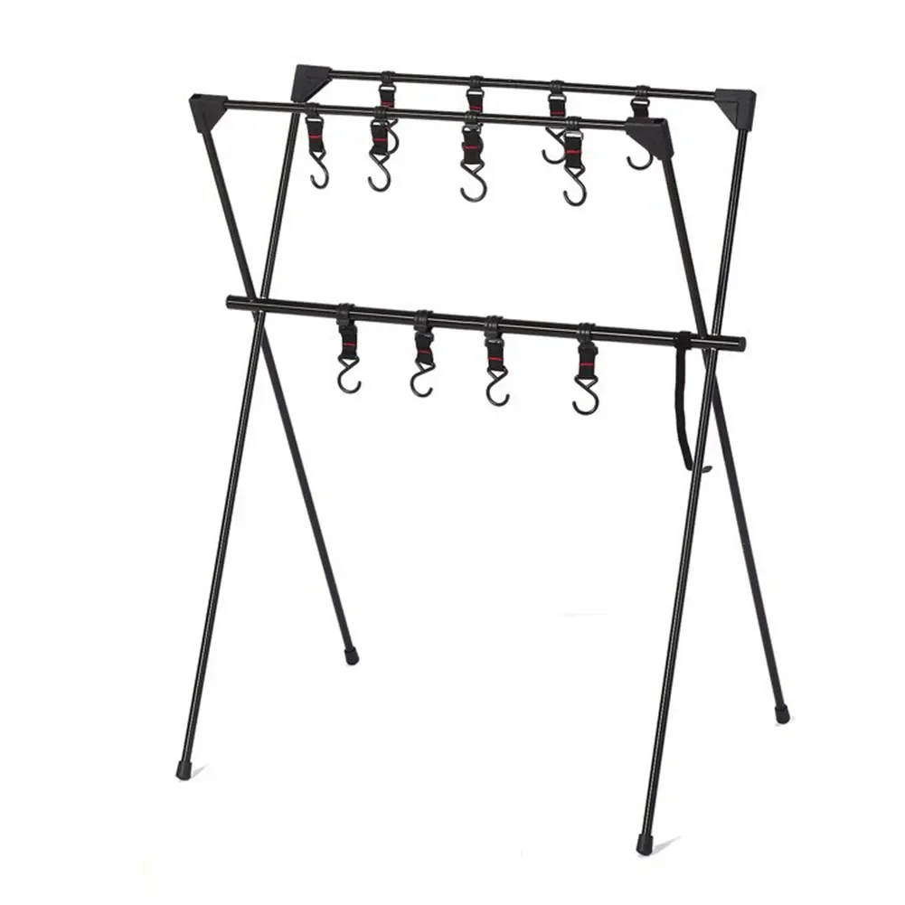 Camping Cookware Hanging Rack With Hook Up Outdoor Tools Hanging Shelves Storage Rack For Outdoor Camping Practical Accessories