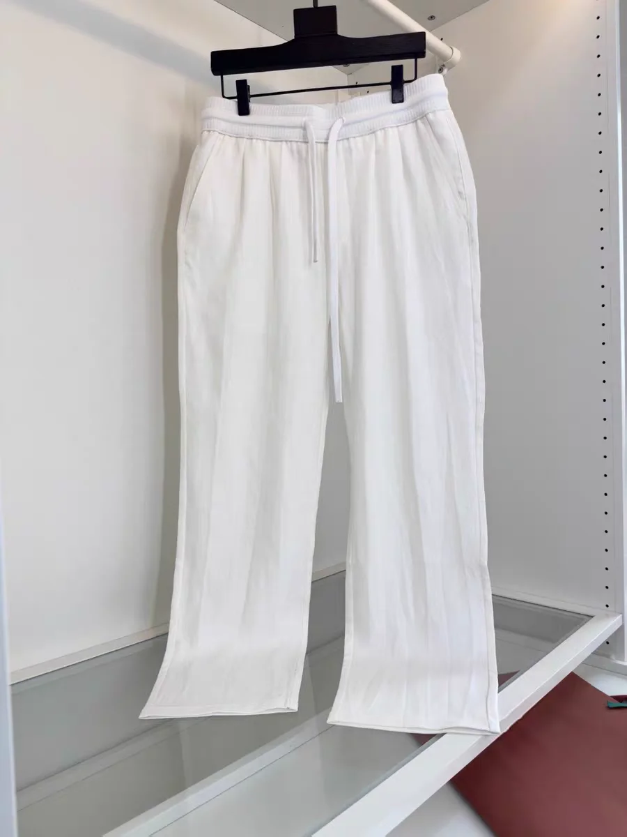 

LP Italian old money wind 25ss Tencel linen elastic waist straight casual pants