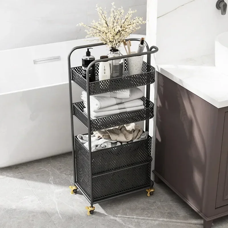 Deal Nordic Light Luxury Bathroom Organizer Multi-functional Mobile Beauty Salon Trolley Eco-friendly Anti-rust Storage Rack