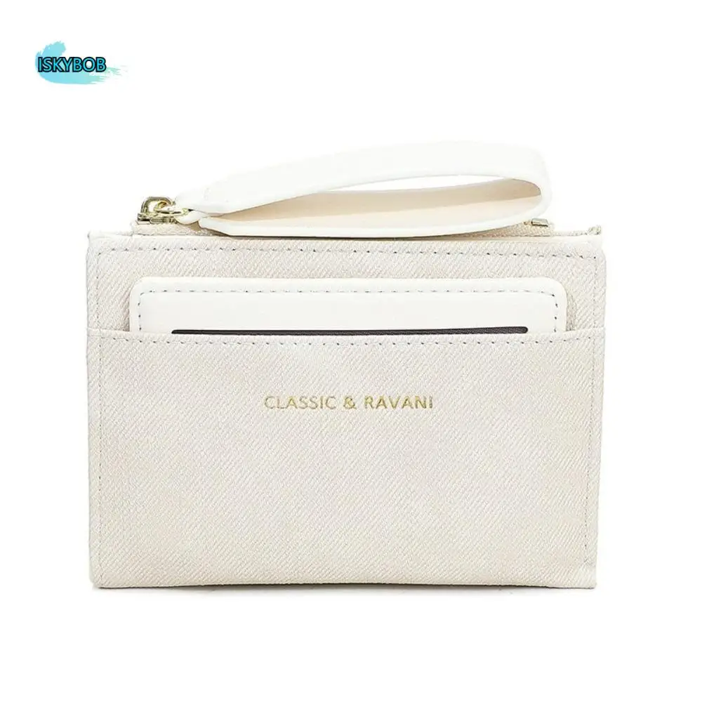 Versatile Solid Color Folding Wallet Multiple Card Classic Women Short Wallet Anti-Splash Water Korean Style PU Card Bag Dating