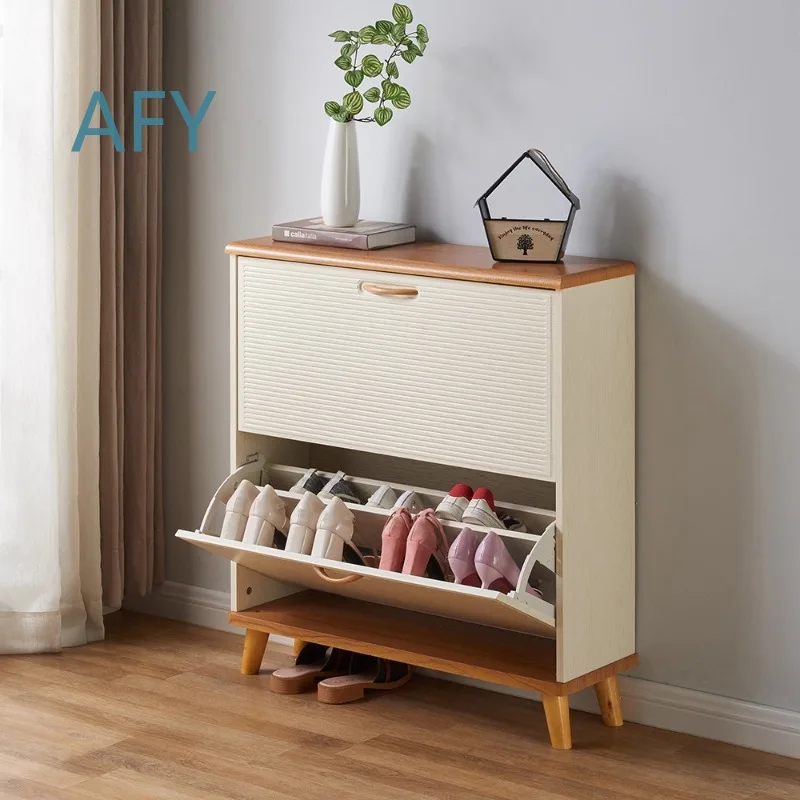 Scandinavian Flip Shoe Cabinet for Entryway Storage System for Home Organization Splash-Proof Slim Shoe Organizer