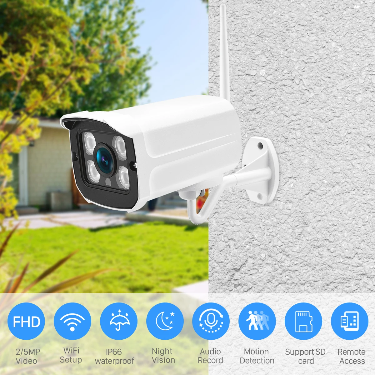 BESDER 5MP 2MP Audio Wireless Night Version Alarm Push P2PWifi Camera Bullet Outdoor IP Camera With SD Card Slot Max 128GB iCsee