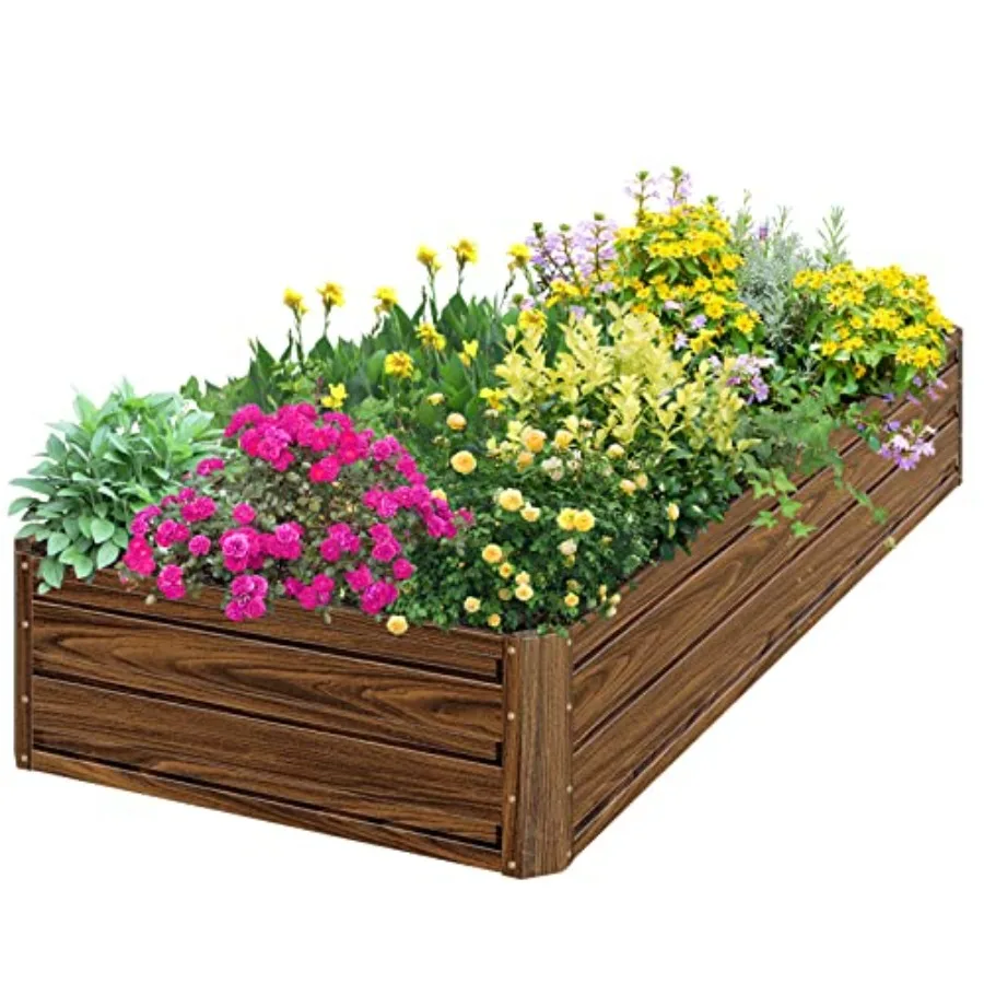 

Galvanized Raised Garden Bed 8x4x1FT Outdoor Large Metal Planter Box Steel Kit for Planting Vegetables Flowers