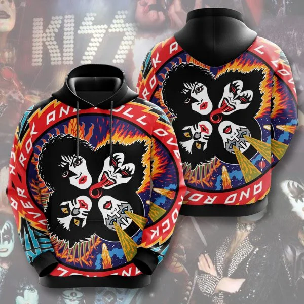 

Rock Band Hoodies Kiss 3D Print Men Women Hip Hop Oversized Pullover Hooded Sweatshirts Fashion Streetwear Man Tops Clothing