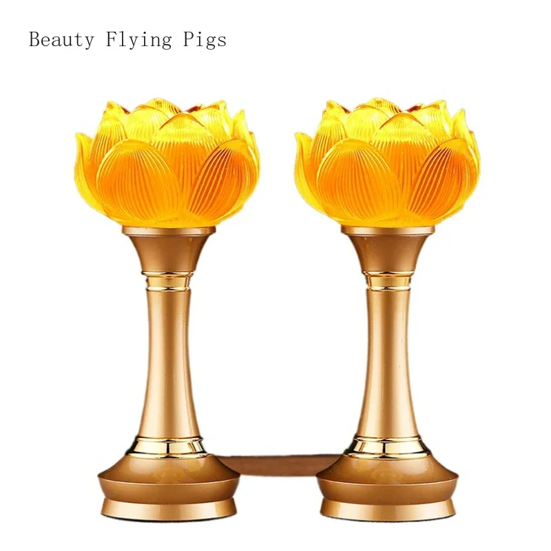 

2PCS/LOT Glass Simulated candlestick for household use, Buddha hall for prayer, candle decoration feng shui home decor